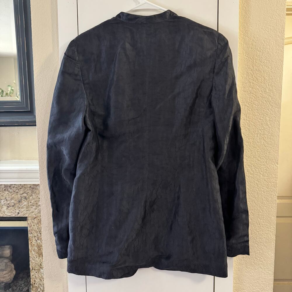 Vintage Giorgio Armani Textured Silk Women’s Blazer Jacket Blue Size 44 / US 8 - Picture 2 of 8